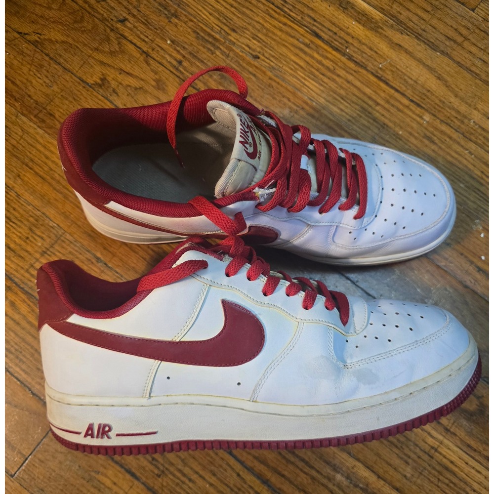 Nike Air Force 1 Low White Team Red Mens 10 488298-152 2014 Sneakers